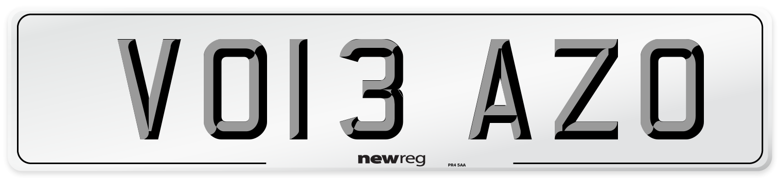 VO13 AZO Number Plate from New Reg